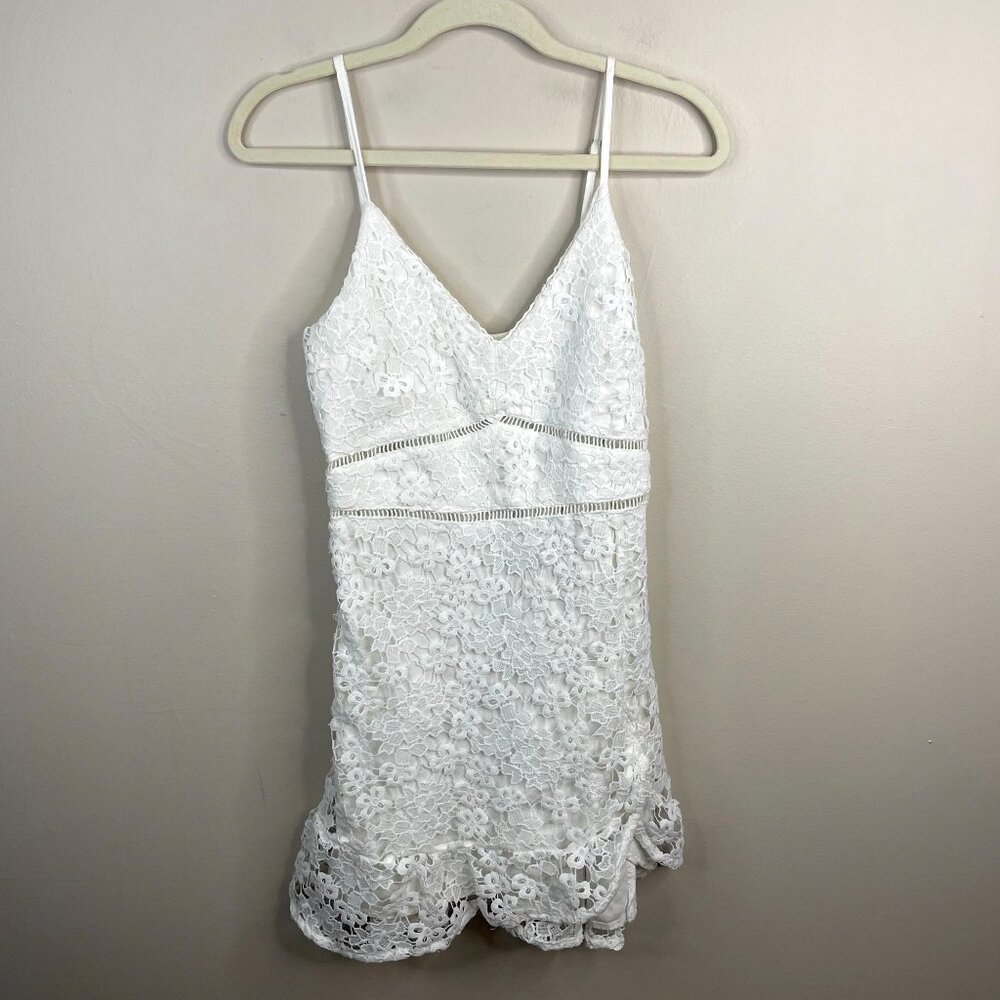 Abercrombie & Fitch Crochet Mini Dress Womens Large White Lace Babydoll Sundress